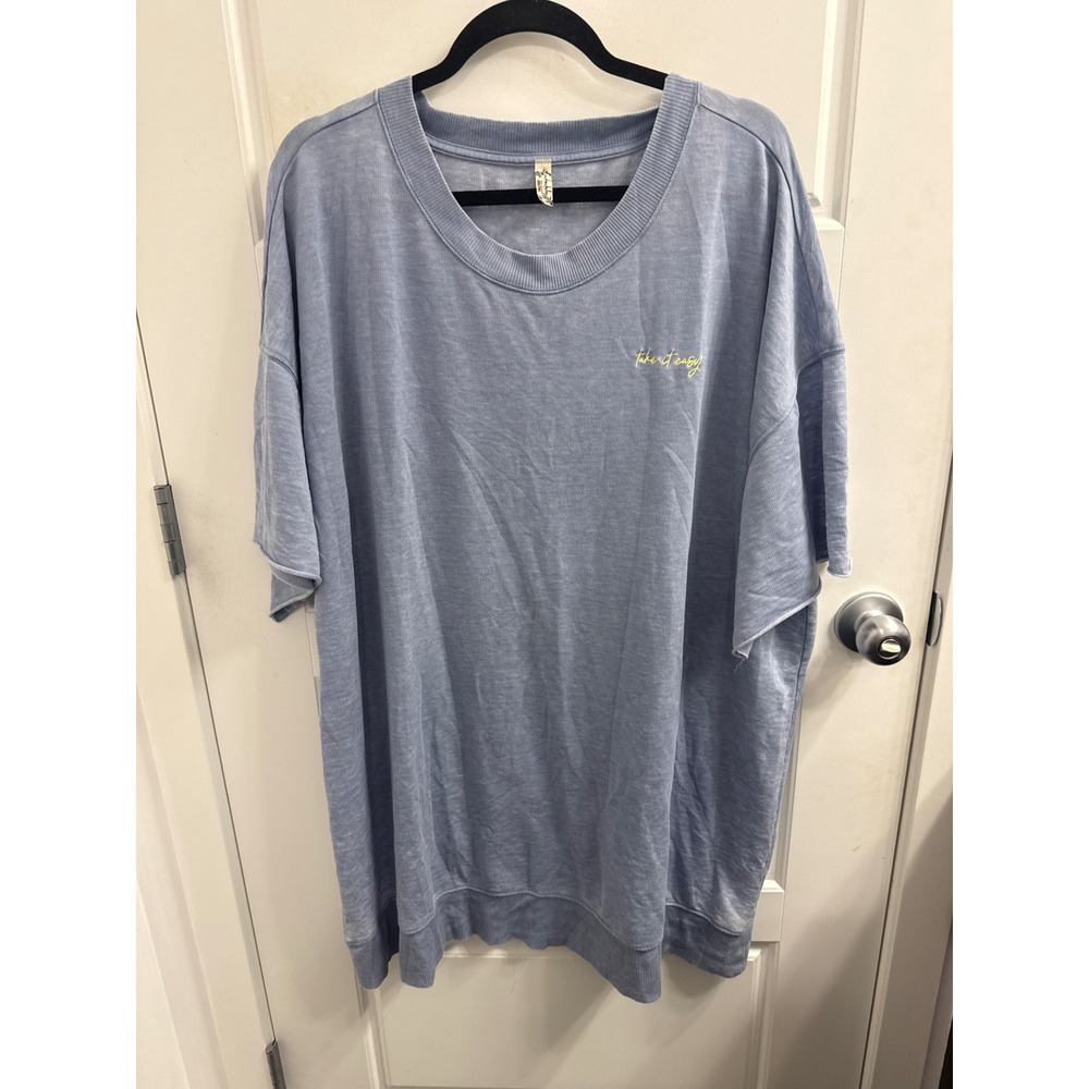 Intimately Free People Take It Easy Oversized Tshirt Dress Blue XL Loungewear